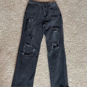 PacSun Black Straight Leg Distressed Jeans